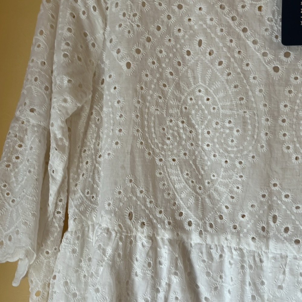 White lattice lace 100% cotton summer dress. Sz m - Picture 5 of 8